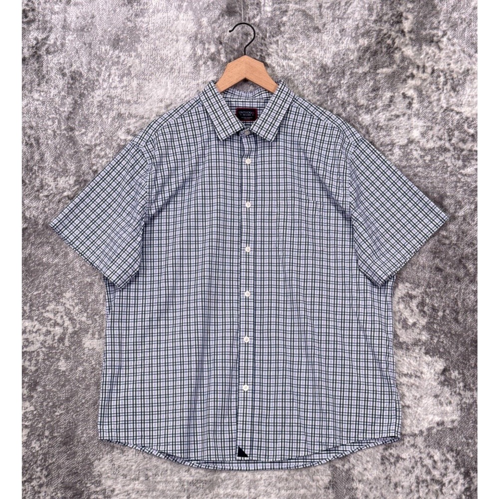 Untuckit Performance Shirt XXL Mens Plaid Short Sleeve Casual Button 2XL.
